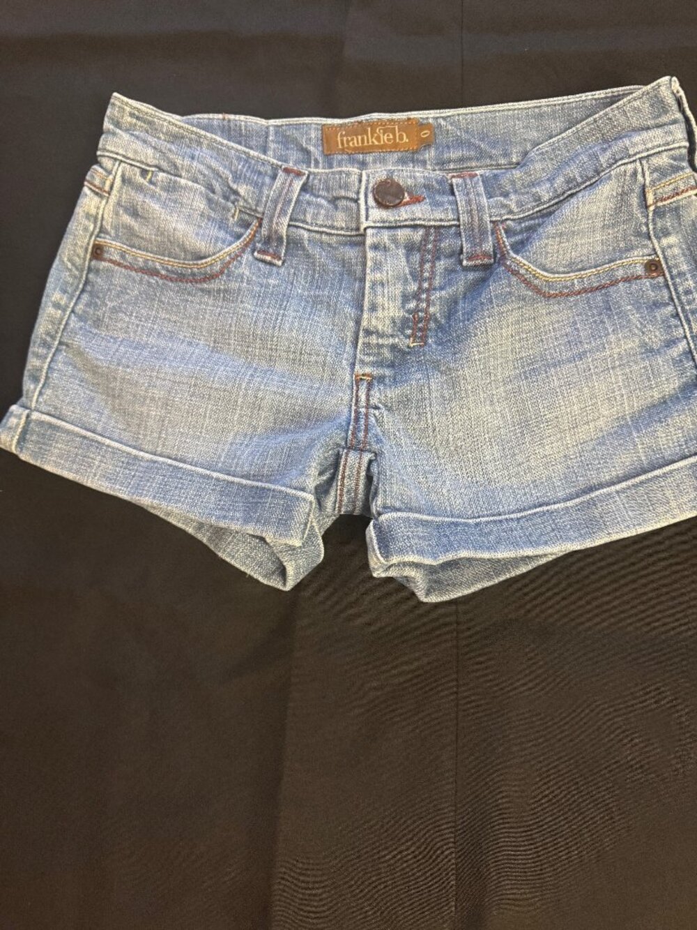 frankie b. distressed denim short short; Size 0